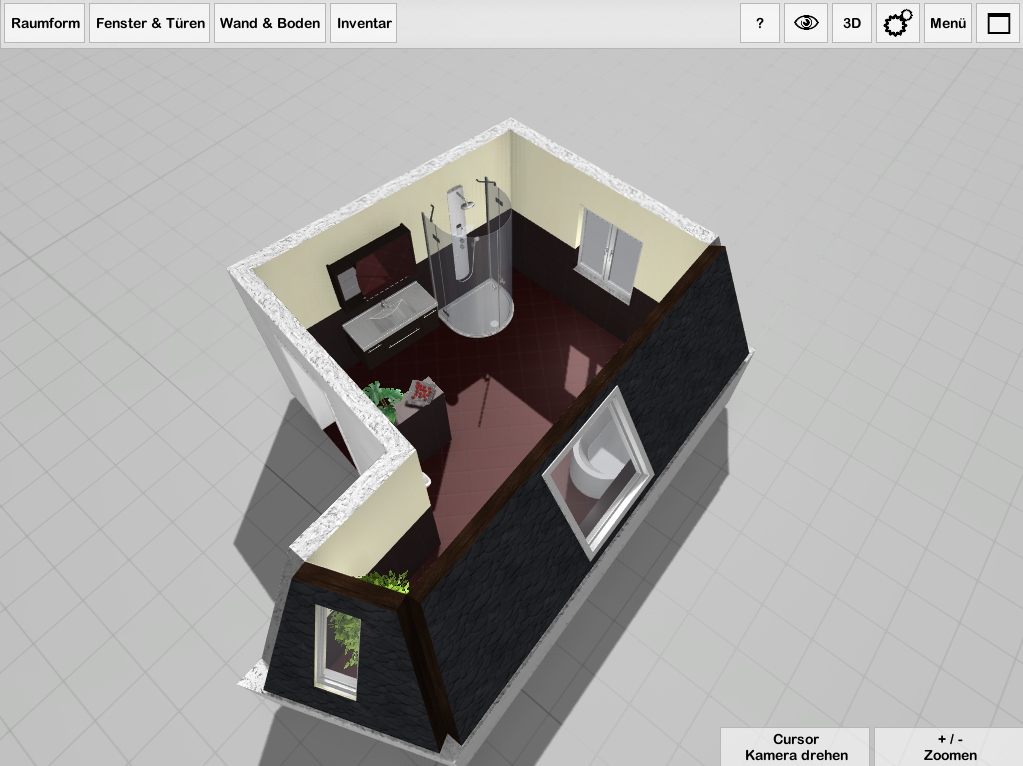 Ambivision app: bathroom planning software with freely definable rooms