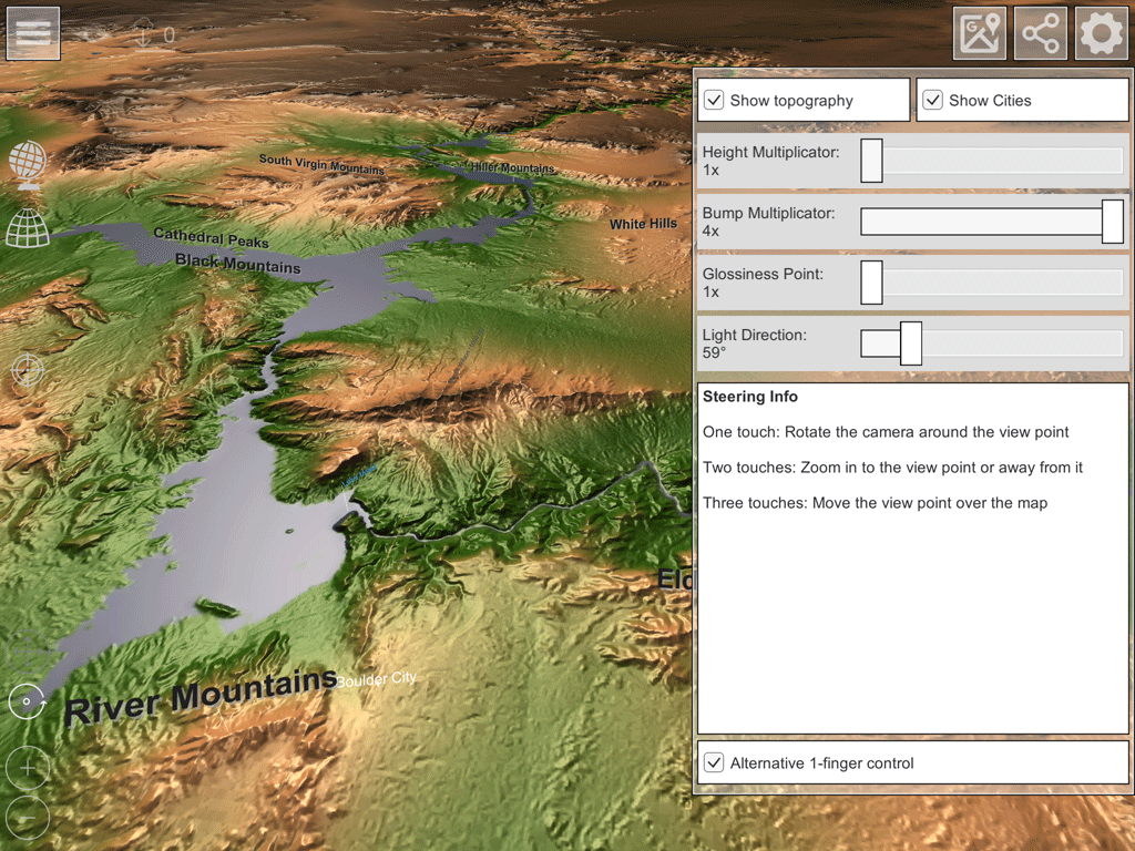 GlobeViewer: 3D-Kartenoption Höhenmultiplikator