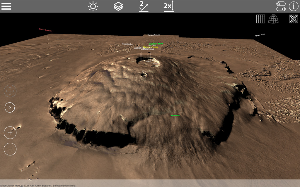 GlobeViewer Mars: Local 3D Map of Olympus Mons