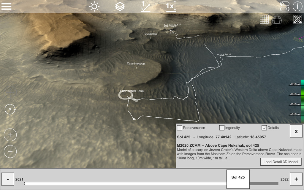 GlobeViewer Mars Version 0.7.0: Heraussuchen des gewünschten Details