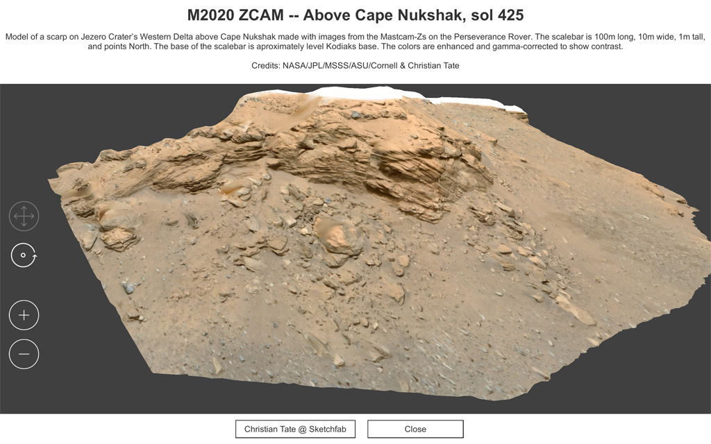 GlobeViewer Mars [iOS/Android/Mac/Win]: Detailansicht einer Steinformation der aktuellen M2020-NASA-Mission