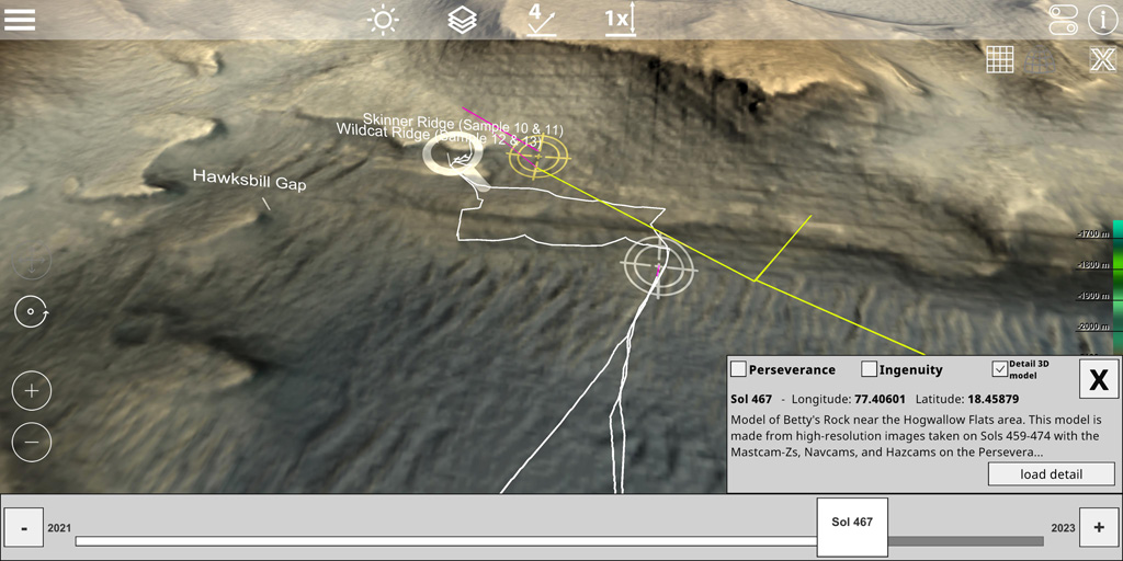 GlobeViewer Mars: Detalle - Modelos en el mapa