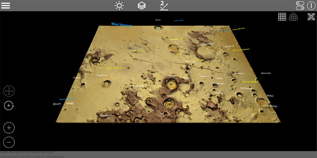 GlobeViewer Moon: กระเบื้อง Orthorectified